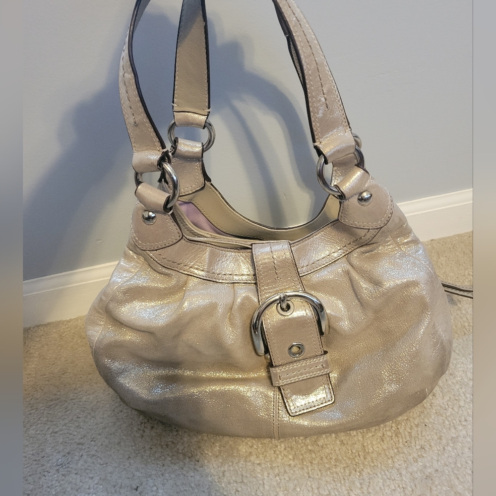 Gold Metallic Coach Shoulder Bag